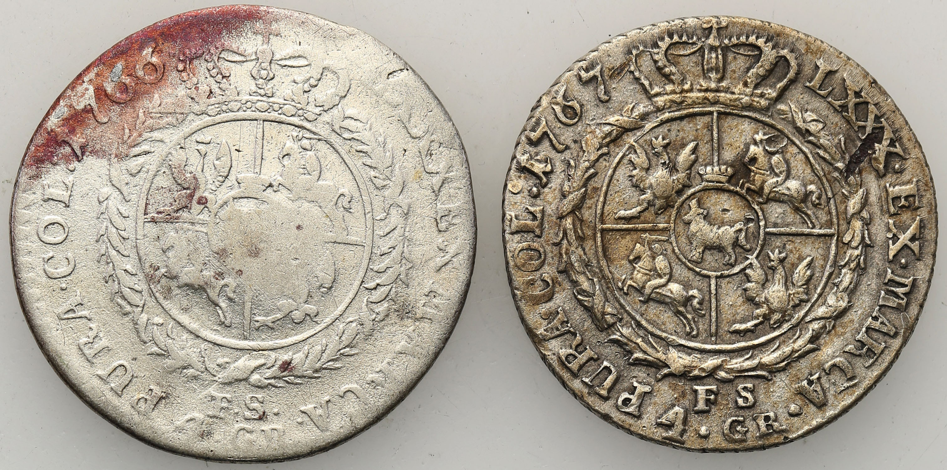 Stanisław August Poniatowski. Złotówka (4 grosze) 1766, 1767 Warszawa, zestaw 2 monet